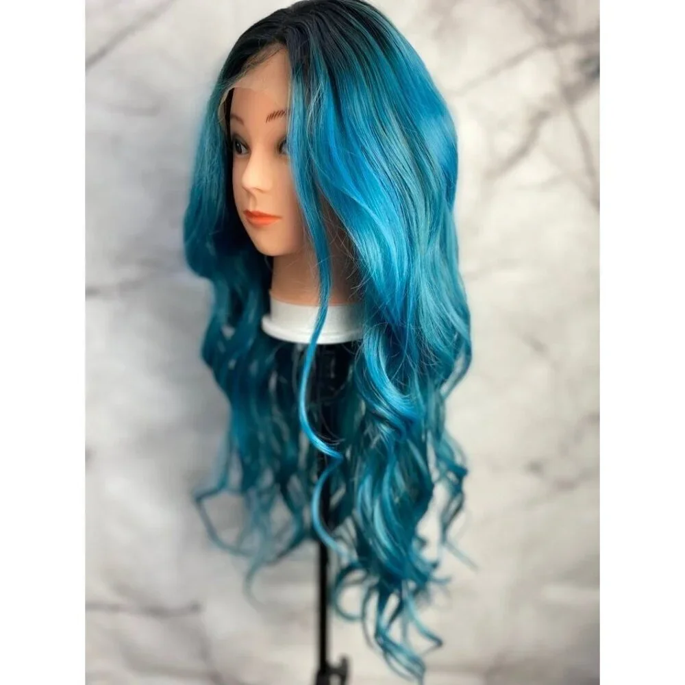 Ombre Blue Wig,Lace Front Wig